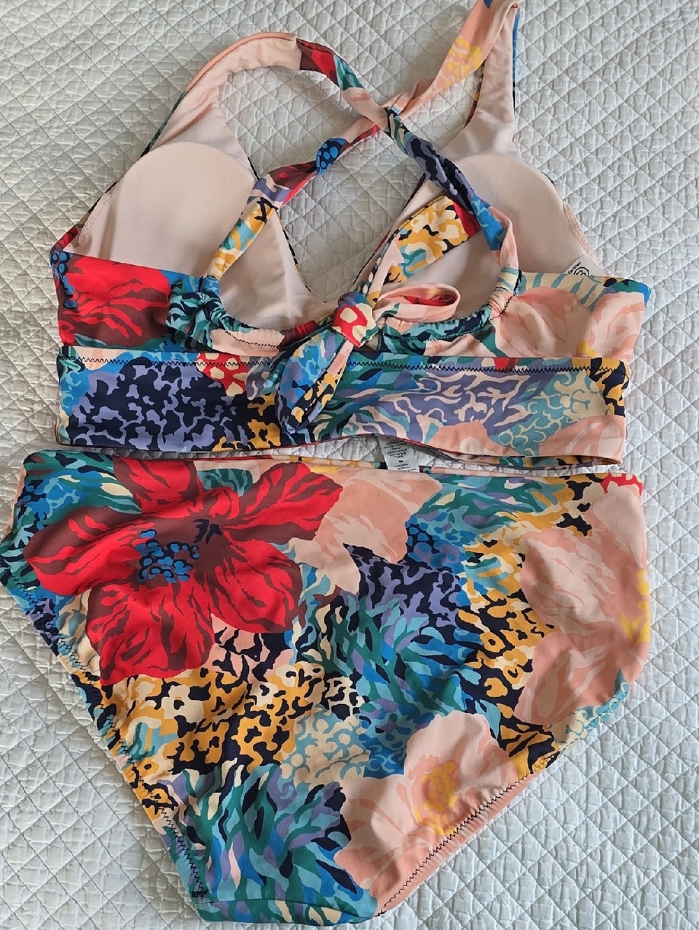 Athleta Floral Halter Bikini Set Tropical Print Swimsuit Top Bottom - Picture 3 of 10